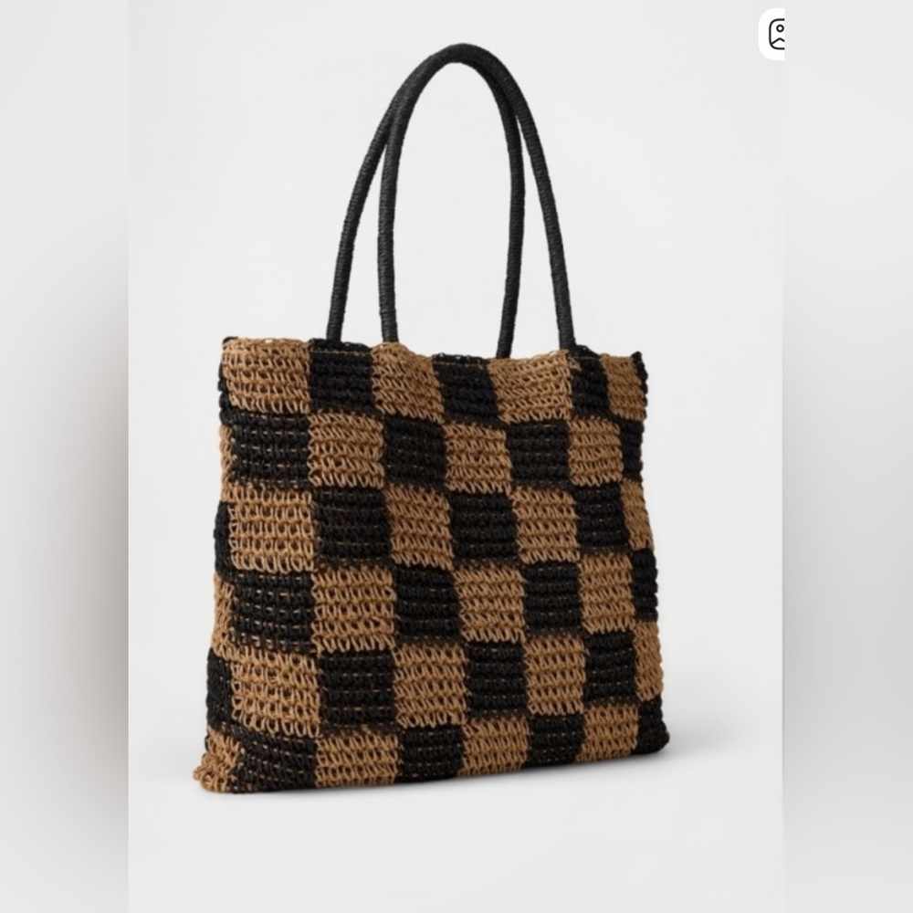 Gap Gingham Straw Tote